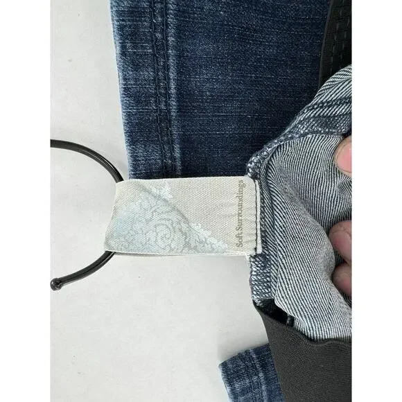 Soft Surroundings Size PM Denim Pull On Relaxed Straight Jeans Dark Slimming - Picture 6 of 15